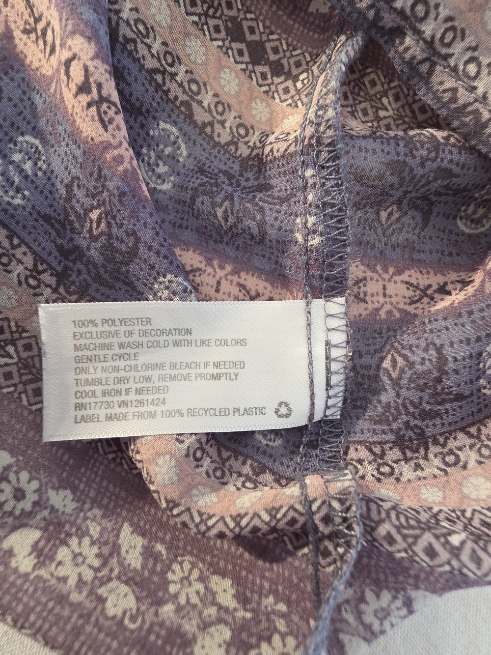 Knox Rose Boho Purple Paisley Print Tunic. Size XL - Picture 3 of 8